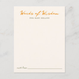 Cartão De Notas Words of Wisdom Baby Shower Advice Game Card