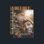 Cartão De Notas xadrez 1 fotografia Feriado de Natal da mostarda o<br><div class="desc">cartão de crédito com texto elegante com efeito dourado,  tipografia ousada e xadrez de mostarda,  o cartão com fotos do feriado 1 cria certamente a impressão certa.</div>