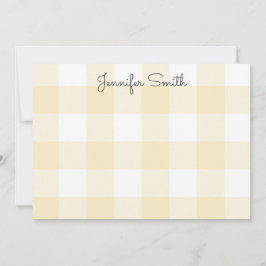 Cartão De Notas Xadrez amarelo limão pastel e branco