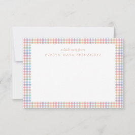 Cartão De Notas Xadrez arco-íris pastel personalizado infantil