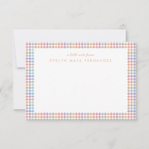 Cartão De Notas Xadrez arco-íris pastel personalizado infantil
