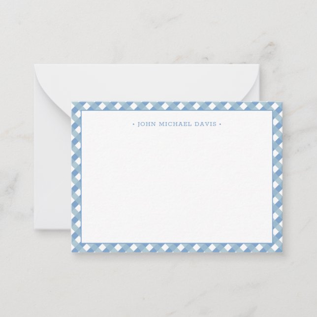Cartão De Notas Xadrez Azul Pastel Infantil (Frente)