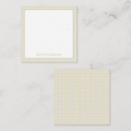 Cartão De Notas Xadrez Beige e White Gingham Personalizada