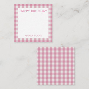 Cartão De Notas Xadrez Branco Rosa Personalizado