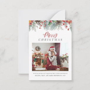 Cartão De Notas Xadrez de Natal Foto Botânica Rústica