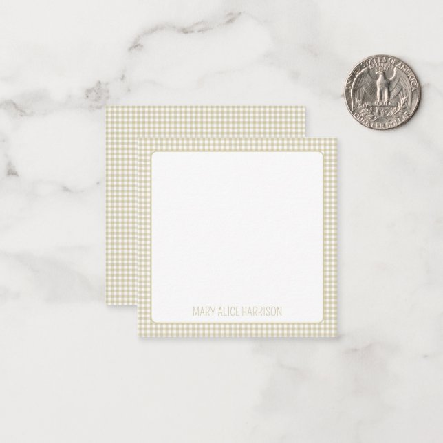 Cartão De Notas Xadrez Ginga Bege e Branco Personalizado (Frente/Verso In Situ)