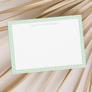 Cartão De Notas Xadrez Gingham Verde