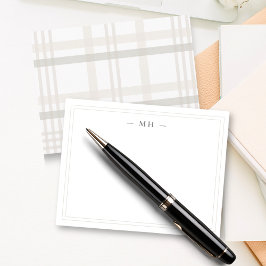 Cartão De Notas Xadrez inicial de dois monogramas de borda minimal