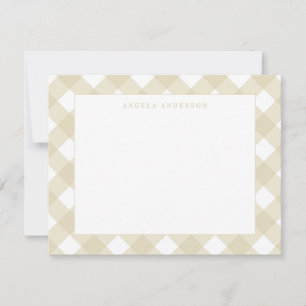 Cartão De Notas Xadrez Moderno Pastel Amarelo Marrom Gingham