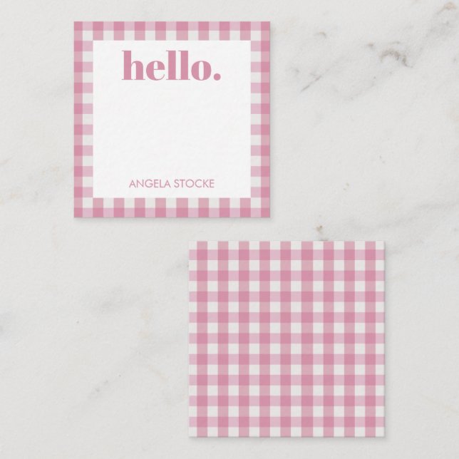 Cartão De Notas Xadrez Rosa Branco Personalizado (Frente/Verso)