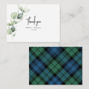 Cartão De Notas Xadrez Rustic Weding Tartan Eucalyptus Obrigado