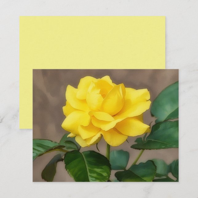 Cartão De Notas Yellow Rose Flower Art Note Card Set (Frente/Verso)