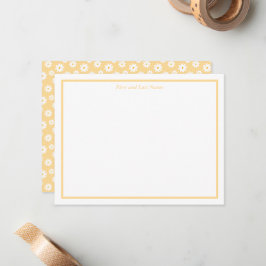 Cartão De Notas Yellow with White Daisy Pattern Note Cards
