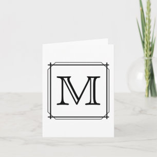 Cartão De Notas Your Letter. Custom Monogram. Black and White