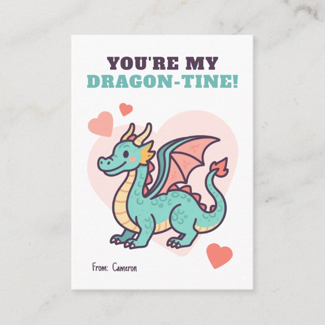 Cartão De Notas You're My Dragon-Tine Kids Valentine (Frente)