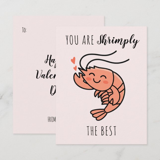 Cartão De Notas You're Shrimply The Best Cute Kids Valentine's Day (Frente/Verso)