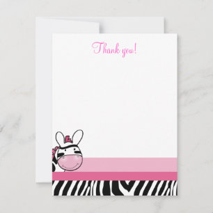 Cartão De Notas Zebra Diva Bebê Rosa 4x5 Flat