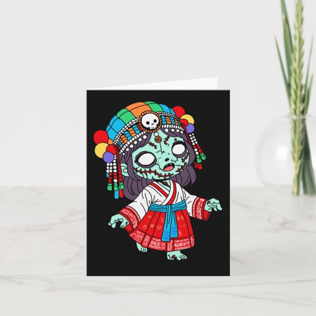 Cartão De Notas Zombie Coreano Cute (Frente)