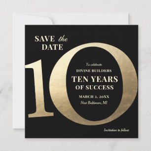 Cartão de Notificação de Aniversário de 10 Anos de