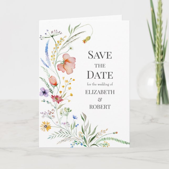 Cartão de Notificação de Casamento com Aquarela de (Frente)