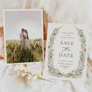 Cartão de Notificação de Casamento com Foto de Flo