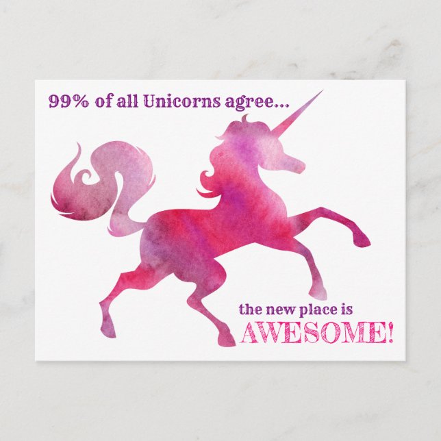 Cartão de Novo Endereço com Aquarela Rosa e Roxo d (Frente)