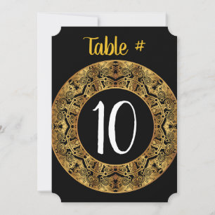 Cartão de Número da Mesa Bat Mitzvah Dourado