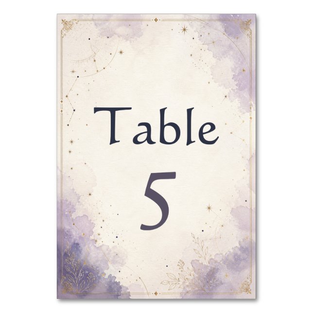 Cartão de Número da Mesa de Casamento Celestial (Frente)