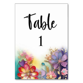 Cartão de número da mesa de casamento floral