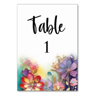 Cartão de número da mesa de casamento floral