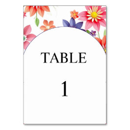 Cartão de número da mesa de casamento floral