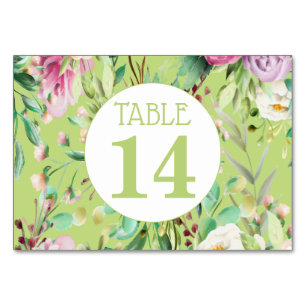 Cartão De Número Da Mesa De Casamento Floral Cor-D