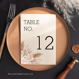 Cartão de Número da Mesa de Casamento Moderno Rust