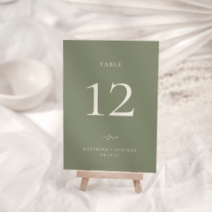 Cartão de Número da Mesa de Casamento Verde da HAR