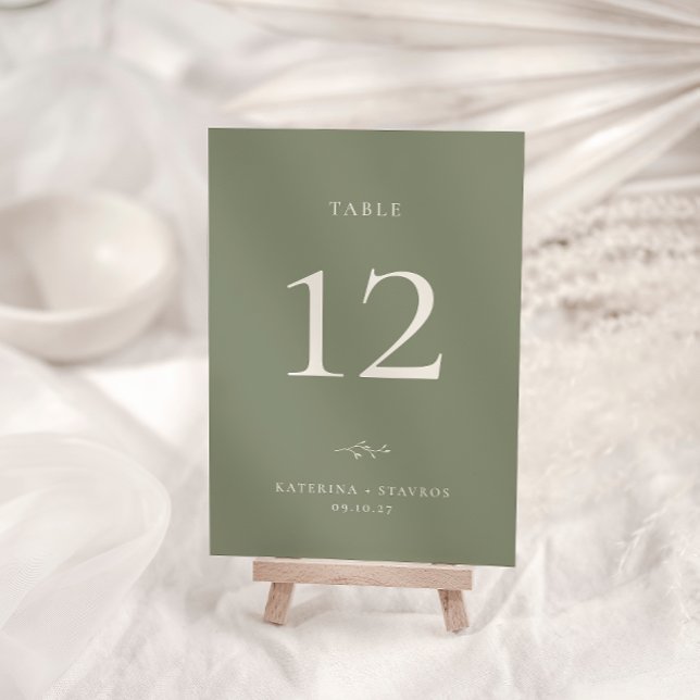 Cartão de Número da Mesa de Casamento Verde da HAR (Criador carregado)