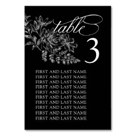 Cartão de Número da Tabela de Casamento Branco e P