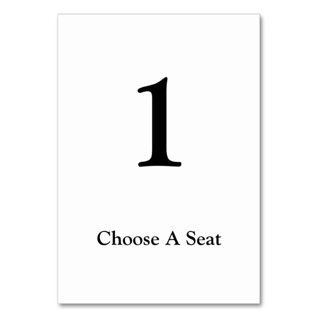 Cartão de Número da Tabela de Casamento Branco/Pre (Frente)