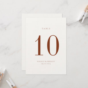 Cartão de Número da Tabela de Casamento Minimalist
