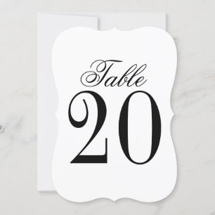 Cartão de Número da Tabela de Casamento Preto e Br