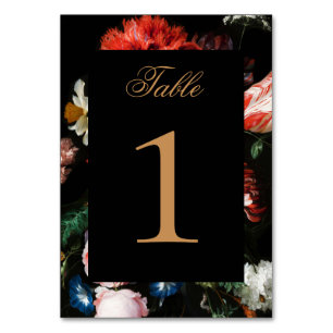Cartão de Número da Tabela de Casamento Preto Pret