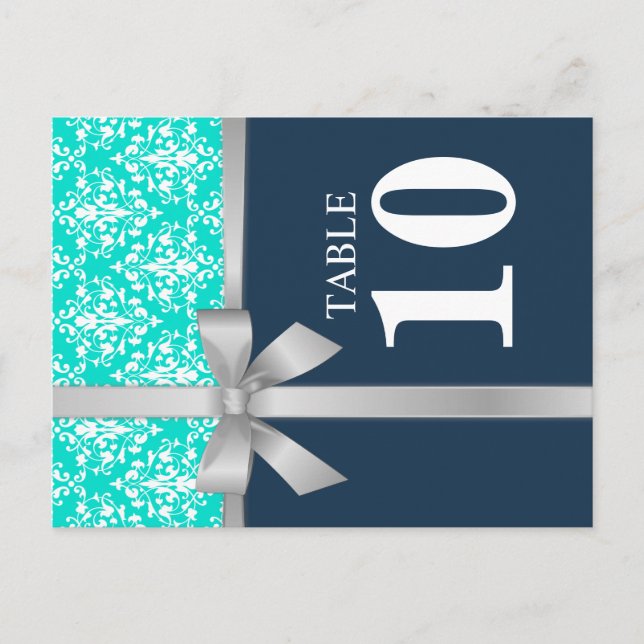 Cartão de Número da Tabela de Fosso do Damask Faux (Frente)