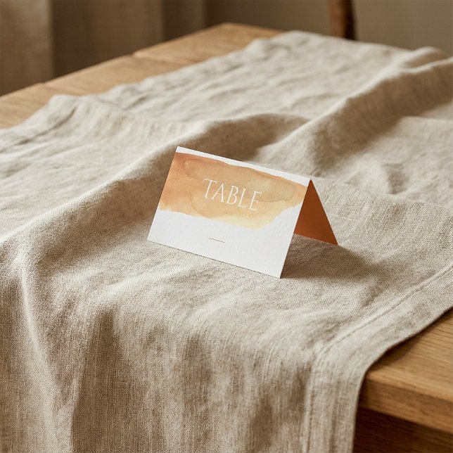 Cartão de número da tabela de lavagem de tinta aqu (Watercolour paint wash table number card.)