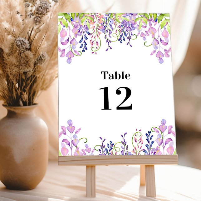 Cartão de Número da Tabela de Wisteria Roxo Elegan (Table Number Cards from my Purple Wisteria Quinceanera Collection)