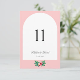 Cartão de número da tabela do tema do casamento fl