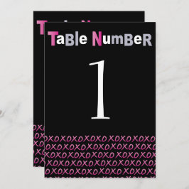 Cartão de Número da Tabela Mitzvah de Bat PINK