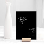 Cartão de Número da Tabela Negra Clássica Negra Mo<br><div class="desc">Este clássico cartão de número da mesa de casamento preto é perfeito para o seu elegante casamento moderno. Esta design apresenta uma caligrafia simples branca, colocada sobre um fundo preto escuro para corresponder ao seu casamento clássico tradicional ou ao casamento de boho minimalista no primavera, verão, outono ou inverno. Por...</div>