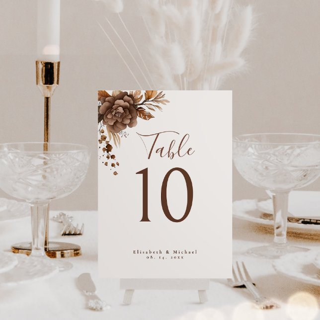 Cartão de Número da Tabela Rustic Boho Terracotta  (Elevate your wedding experience with our beautifully designed minimalist table number card.)