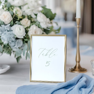 Cartão de Número da Tabela Verde de Casamento Bran