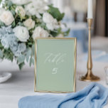 Cartão de Número da Tabela Verde de Casamento Bran<br><div class="desc">Coloque o tom para a sua elegante celebração à beira-mar com esta placa de número de tabela minimalista da coleção Chic Costeira. Perfeito para casamentos de praia, locais costeiros, ou qualquer evento com uma estética refinada e arejada. Projetado para coordenar com a coleção de convites de casamento "Genna", você pode...</div>