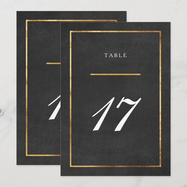 Cartão de Número de Mesa Art Déco Moderno em Ouro  (Frente/Verso)